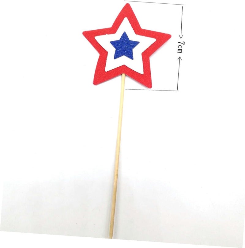 Mikinona 15pcs Tricolor Paper Cake Toppers Pentagram Fruit Picks American Independence Day Party Decorations for Birthday and July 4th Celebration - Image 2
