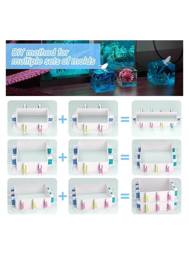 Generic Adjustable Mould Housing Kit for Silicone Moulds Making, Reusable Plastic Housing Frame,  Free Combination Mold Housing Frame for Resin Mould, Candle Moulds, Soap Moulds Making 