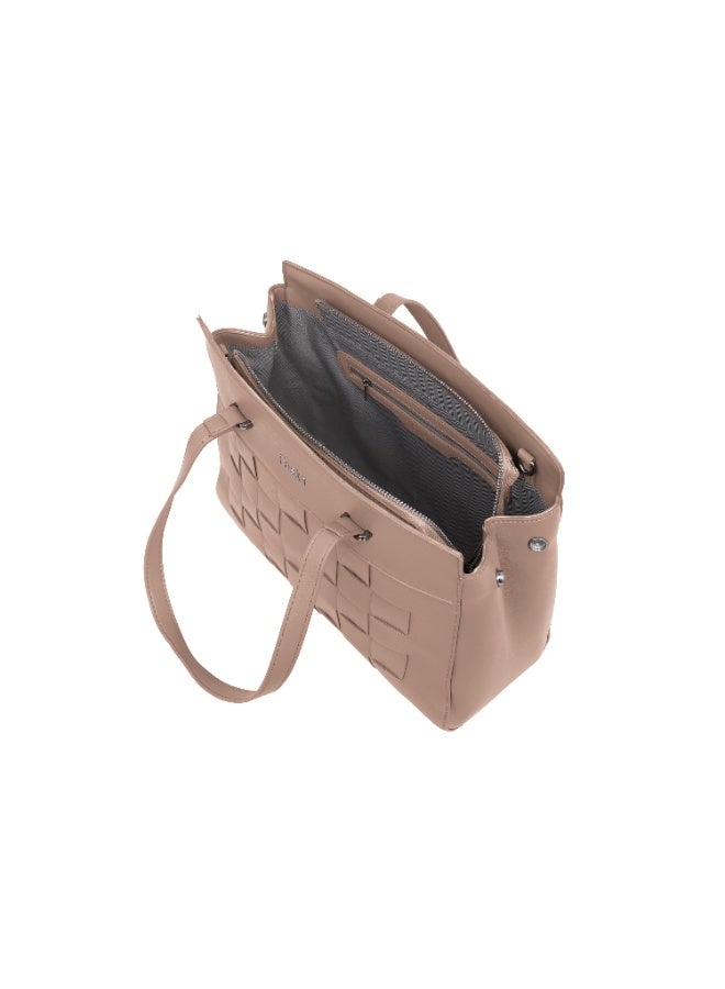 Foska Women's Large Embossed Logo Tote Bag - Metal Chain Detail Light Pink - 33x27 cm - Image 5