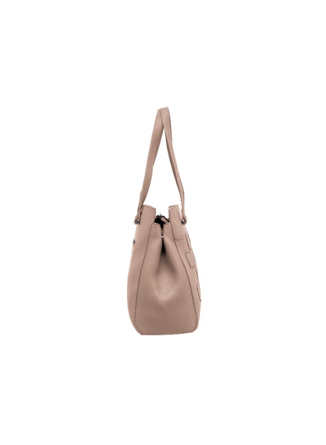 Foska Women's Large Embossed Logo Tote Bag - Metal Chain Detail Light Pink - 33x27 cm - Image 3