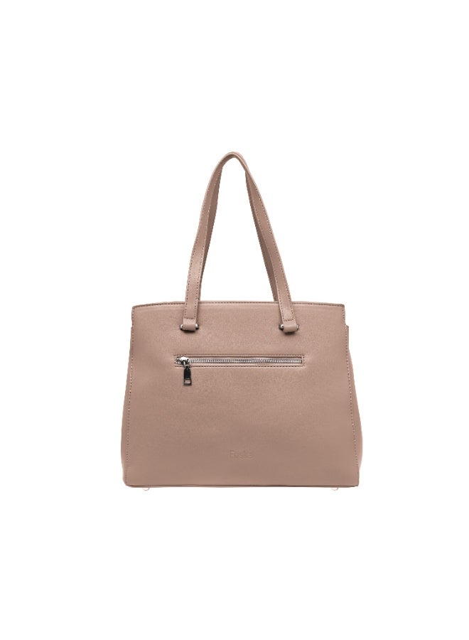 Foska Women's Large Embossed Logo Tote Bag - Metal Chain Detail Light Pink - 33x27 cm - Image 4