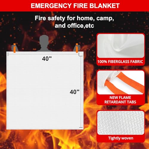 SecuCaptain Emergency Fire Blanket for Home and Kitchen - 40"x40" Flame Suppression Fiberglass Fire Blankets for House Camping Car Warehouse Office Emergency Survival Safety - Image 4