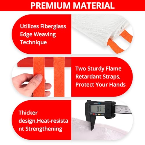 SecuCaptain Emergency Fire Blanket for Home and Kitchen - 40"x40" Flame Suppression Fiberglass Fire Blankets for House Camping Car Warehouse Office Emergency Survival Safety - Image 2