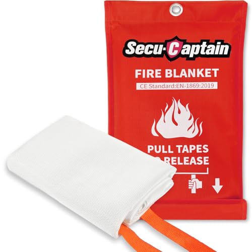 SecuCaptain Emergency Fire Blanket for Home and Kitchen - 40"x40" Flame Suppression Fiberglass Fire Blankets for House Camping Car Warehouse Office Emergency Survival Safety - Image 1