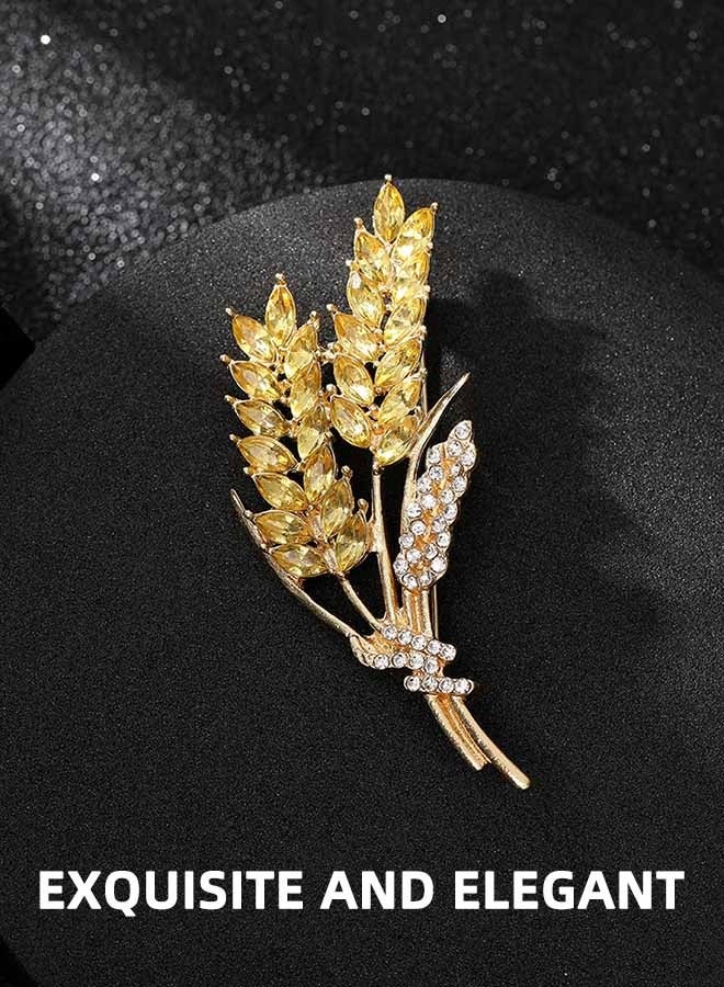 دبوس بروش على شكل آذان قمح، مصنوع من سبيكة معدنية مقاومة للصدأ والبهتان، مشبك وشاح كورسيج للنساء والفتيات (ذهبي) - Image 2