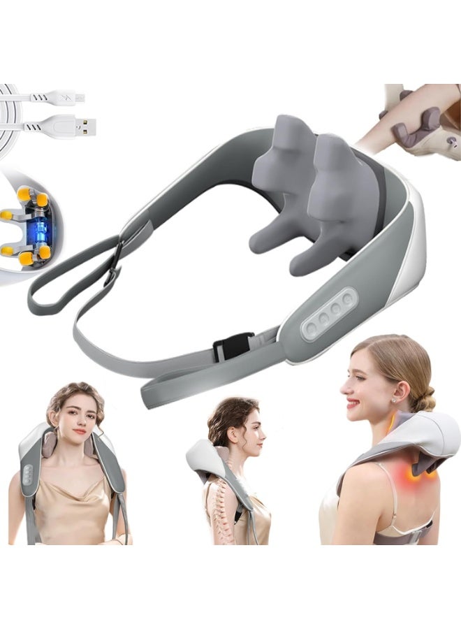 جهاز تدليك الرقبة والكتف بالحرارة – وسادة شياتسو 5D للعضلات العميقة وتخفيف الألم - Image 1