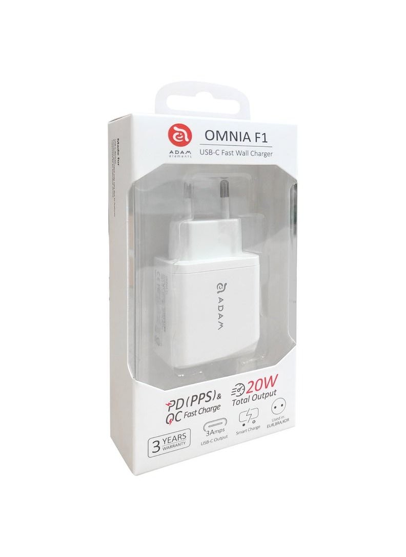 ADAM ELEMENTS ADAM ELEMENTS OMNIA F1 Fast wall Charger 20W White  - Image 1