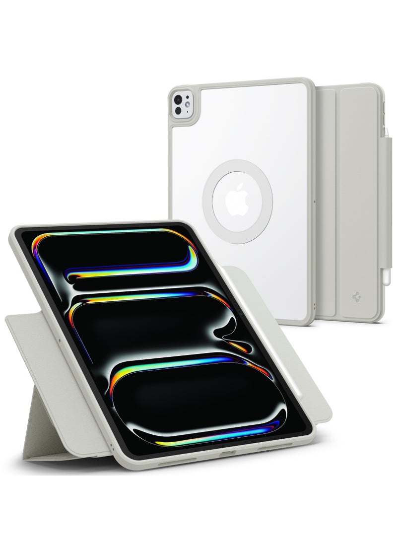Spigen Air Skin Pro OneTap for iPad Pro 11 inch Case (2024) M4 Magnetic Folio Full Cover, Clear Transparent Back with Built-in Magnets, Multiple Viewing Angles - Gray  - Image 1