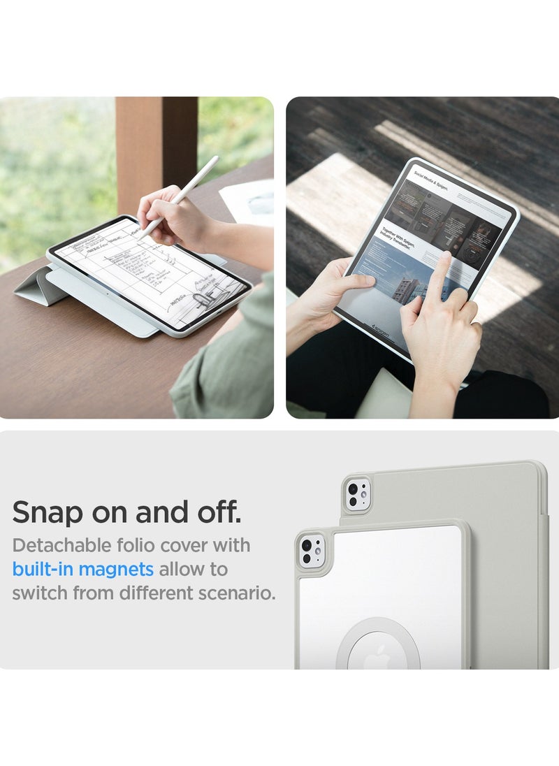 Spigen Air Skin Pro OneTap for iPad Pro 11 inch Case (2024) M4 Magnetic Folio Full Cover, Clear Transparent Back with Built-in Magnets, Multiple Viewing Angles - Gray  - Image 3