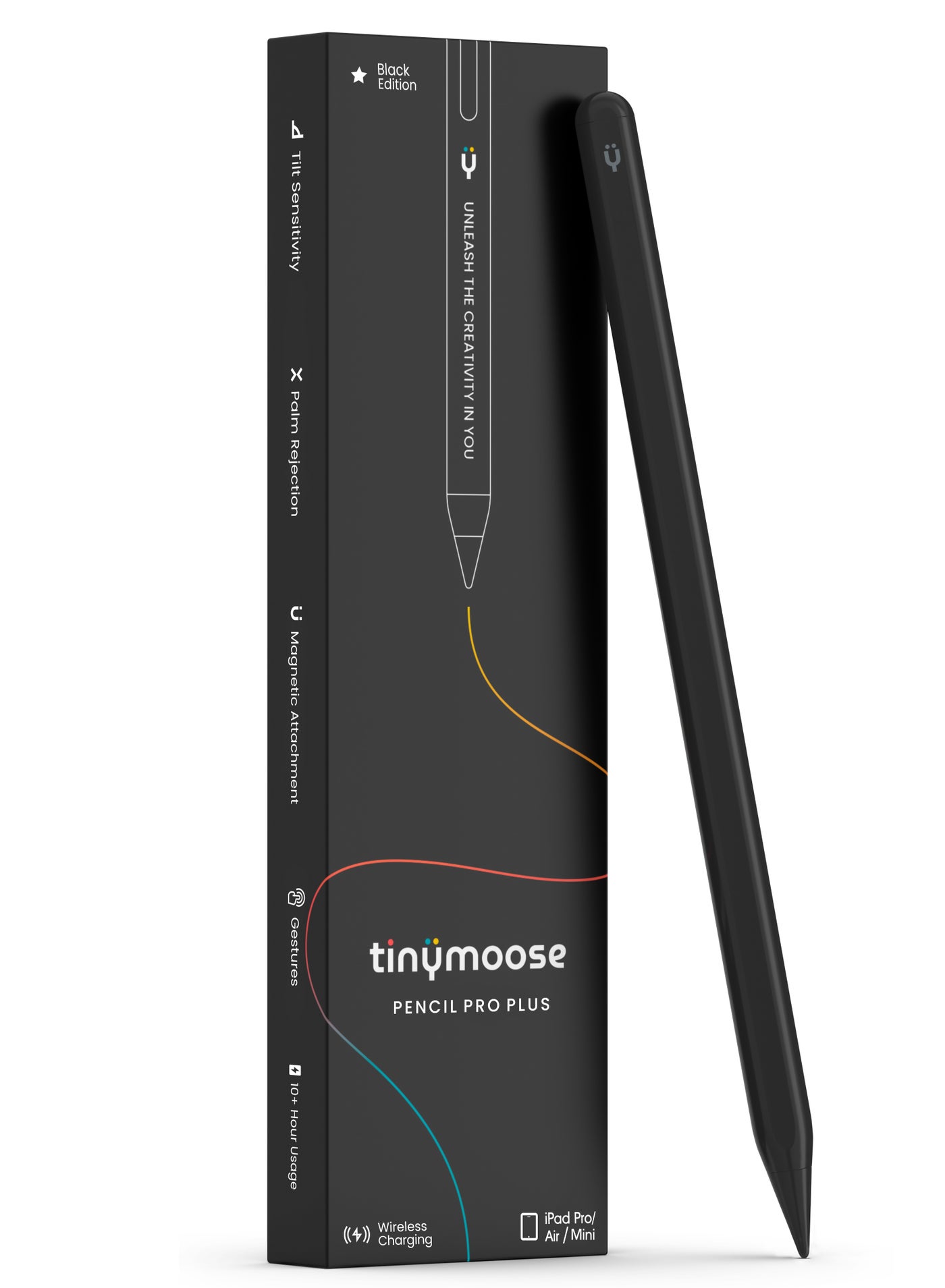TinyMoose 2nd Generation Active Digital Stylus Pen Pencil Pro Plus with Wireless Charging For Apple iPad Pro 11/12.9, iPad Mini 6, iPad Air 3/4/5 - Made for iPad Models 2023 and Below - Black Edition