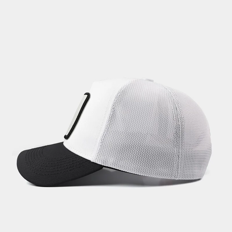 بلاك بورك V1 Trucker Bengal Tiger - Unisex Black Peaked-White Hat with 1bs Code Logo