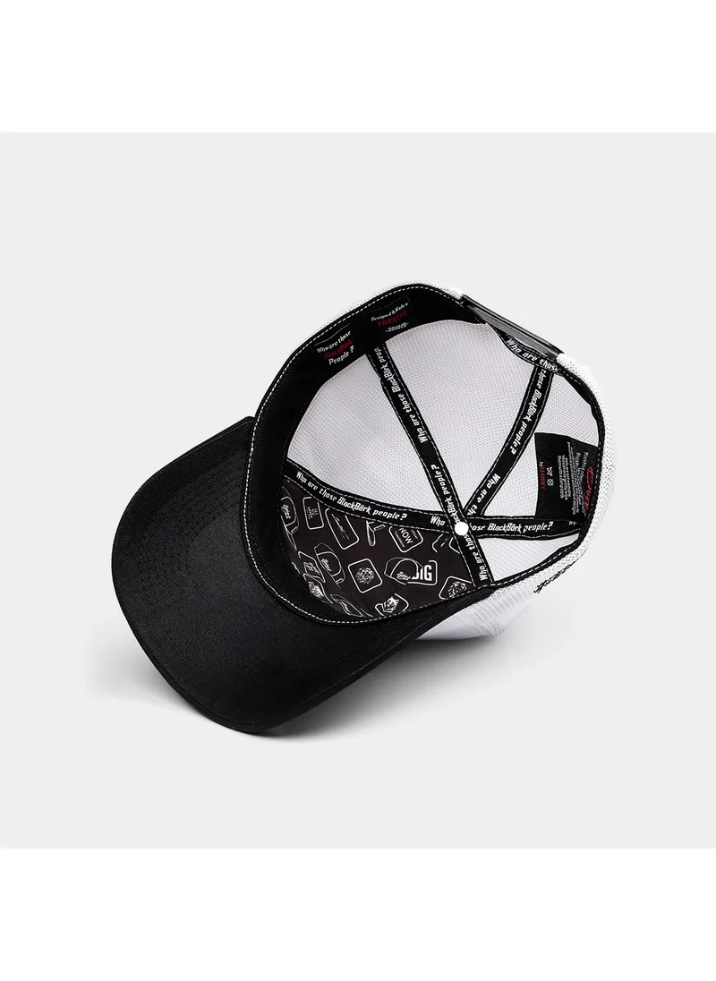 Black Börk V1 Trucker Bengal Tiger - Unisex Black Peaked-White Hat with 1bs Code Logo