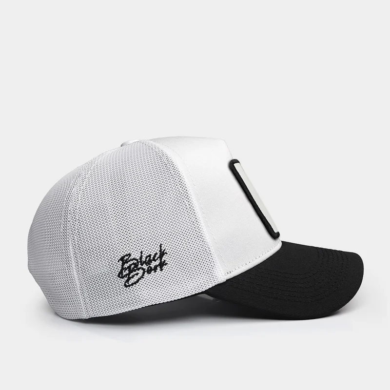 بلاك بورك V1 Trucker Bengal Tiger - Unisex Black Peaked-White Hat with 1bs Code Logo