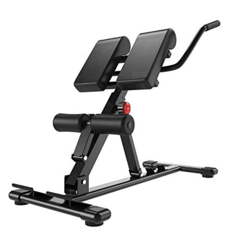Roman Chair for home gym use, steel frame, black finish, foldable design with adjustable height and resealable padding for crunches and hyperextensions - Image 1