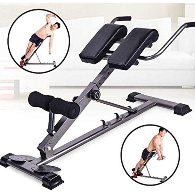Roman Chair for home gym use, steel frame, black finish, foldable design with adjustable height and resealable padding for crunches and hyperextensions - Image 3