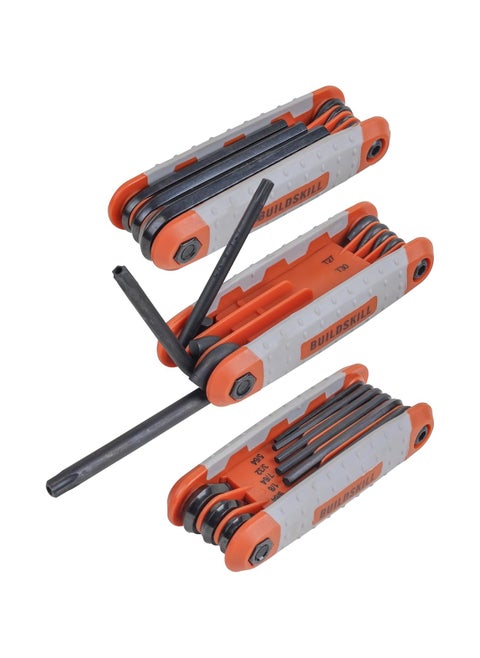 BUILDSKILL 25Piece Allen Key Set Tools Kit with Ball End Metric SAE TORX Sizes L Key Set Hex Key Set for Machinery Furniture Vehicles Carbon Steel RustResistant Foldable
