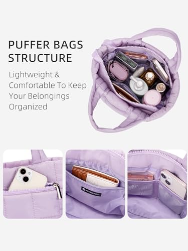 WESTBRONCO Mini Puffer Crossbody Bags for Women, Small Puffy Quilted Purse Nylon Shoulder Handbag with Adjustable Strap - Image 4