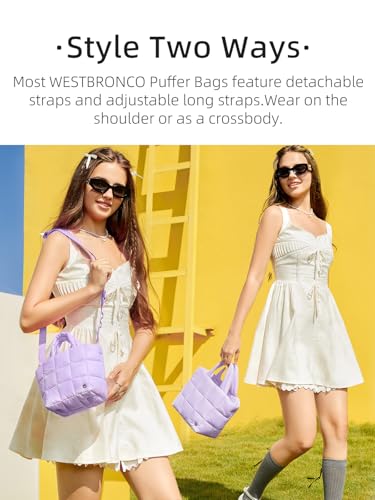 WESTBRONCO Mini Puffer Crossbody Bags for Women, Small Puffy Quilted Purse Nylon Shoulder Handbag with Adjustable Strap - Image 2