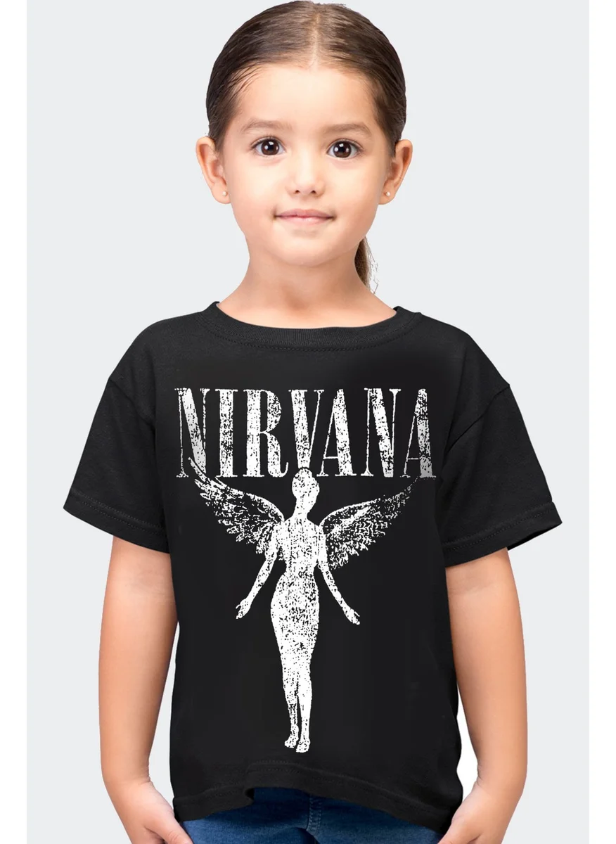 Rock&Roll Angel Nirvana Black Short Sleeve Girls Boys Unisex Kids T-Shirt