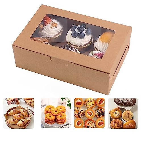 VANKUTL 8x6x2.5 Inches 20pcs Brown Bakery Boxes with Window, Cookie Boxes for Packaging, Treat Boxes for Cupcakes, Valentine's Day, Mother's Day, Christmas, ana Holiday Gatherings. - Image 3