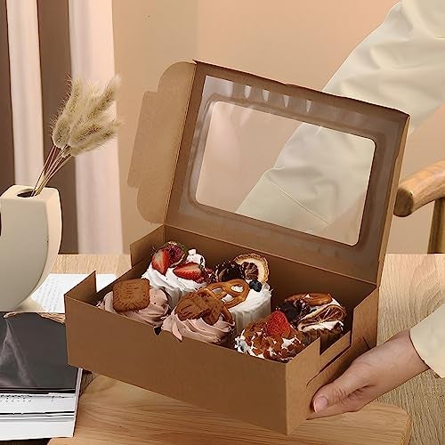 VANKUTL 8x6x2.5 Inches 20pcs Brown Bakery Boxes with Window, Cookie Boxes for Packaging, Treat Boxes for Cupcakes, Valentine's Day, Mother's Day, Christmas, ana Holiday Gatherings. - Image 4