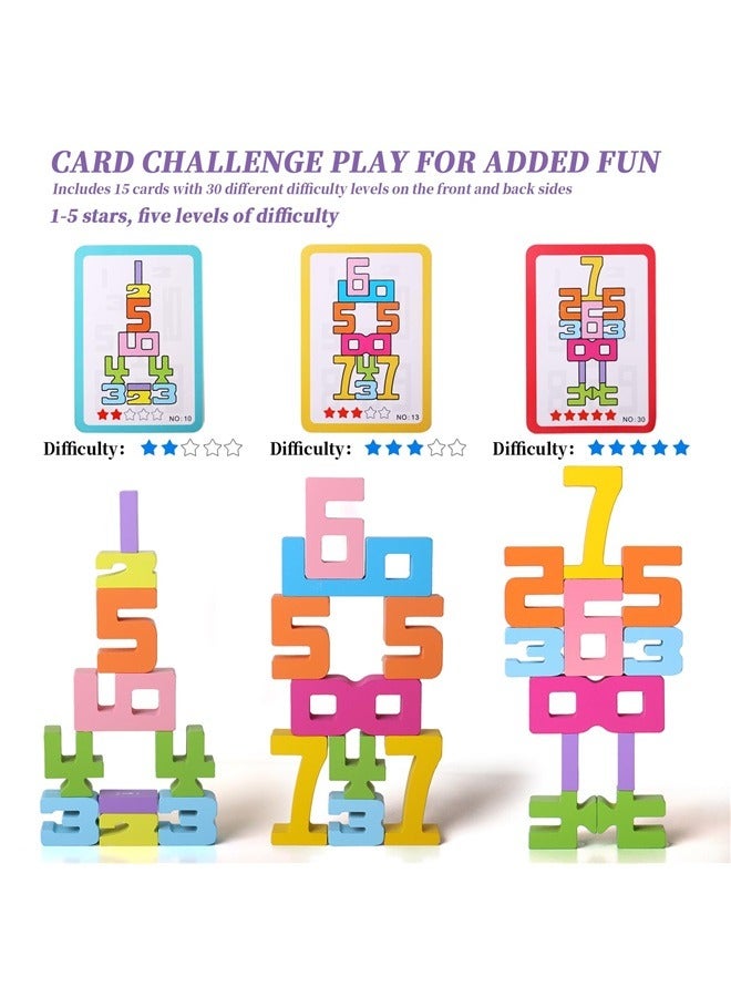 20PCS Wooden Stacking Number Building Blocks for 3+ Years Old Kids 1-10 Digital Game Balance Competition Toddler Learning Montessori Toys - Image 4