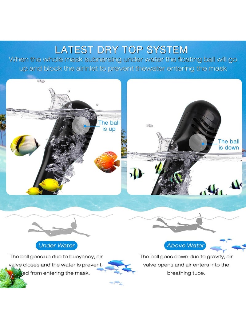 نكومي قناع غطس كامل الوجه، قناع غطس بانورامي قابل للطي بزاوية 180 درجة مزود بحامل كاميرا، آمن للتنفس، مانع للتسرب ومضاد للضباب، معدات غطس مثالية للبالغين والأطفال (L/XL) - Image 3
