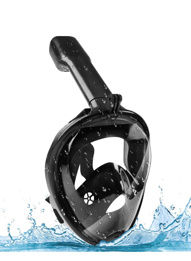 نكومي قناع غطس كامل الوجه، قناع غطس بانورامي قابل للطي بزاوية 180 درجة مزود بحامل كاميرا، آمن للتنفس، مانع للتسرب ومضاد للضباب، معدات غطس مثالية للبالغين والأطفال (L/XL) - Image 1