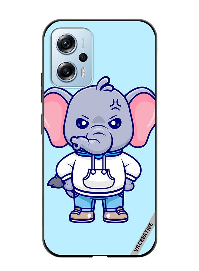 VR CREATIVE Protective Case Cover For Xiaomi Poco X4 GT Cute Angry Elephant Wearing Hoodie Design Multicolour - Image 1