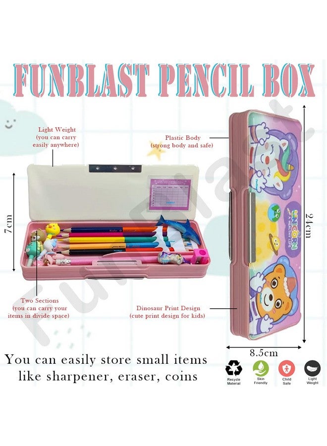 فنبلاست حافظة أقلام مغناطيسية من فن بلاست للأطفال، صندوق هندسي فاخر بتصميم يونيكورن، منظم أدوات مكتبية للأطفال، صندوق أقلام للبنات والأطفال والأولاد - أفضل هدية عيد ميلاد - بلاستيك، متعدد الألوان - Image 2