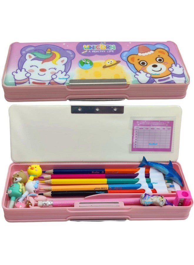 فنبلاست حافظة أقلام مغناطيسية من فن بلاست للأطفال، صندوق هندسي فاخر بتصميم يونيكورن، منظم أدوات مكتبية للأطفال، صندوق أقلام للبنات والأطفال والأولاد - أفضل هدية عيد ميلاد - بلاستيك، متعدد الألوان - Image 1