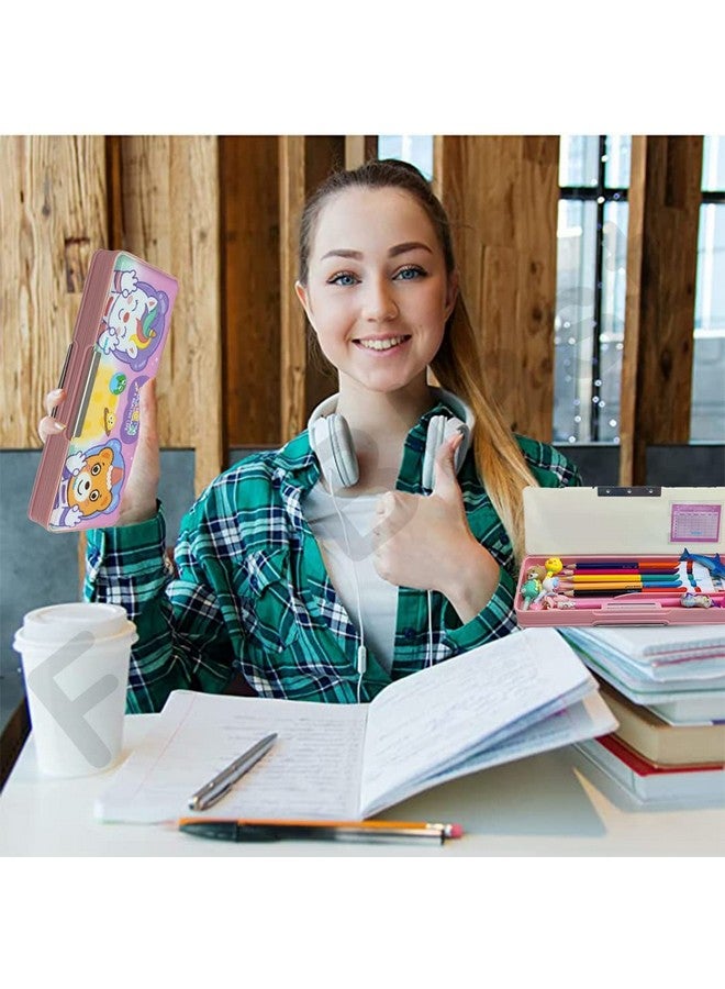 فنبلاست حافظة أقلام مغناطيسية من فن بلاست للأطفال، صندوق هندسي فاخر بتصميم يونيكورن، منظم أدوات مكتبية للأطفال، صندوق أقلام للبنات والأطفال والأولاد - أفضل هدية عيد ميلاد - بلاستيك، متعدد الألوان - Image 4