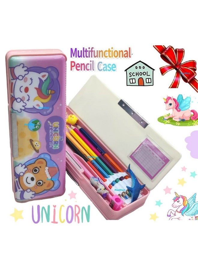 فنبلاست حافظة أقلام مغناطيسية من فن بلاست للأطفال، صندوق هندسي فاخر بتصميم يونيكورن، منظم أدوات مكتبية للأطفال، صندوق أقلام للبنات والأطفال والأولاد - أفضل هدية عيد ميلاد - بلاستيك، متعدد الألوان - Image 3