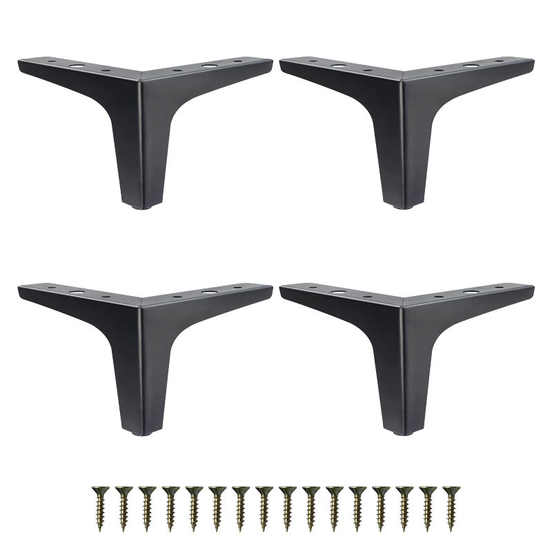 GOSCHE 4 Inch Metal Furniture Legs Black Legs for Furniture Set of 4 Modern Style Replacement Couch Legs for Dresser Chair Bed Cabinet Table Ottoman Cupboard DIY Replacement Sofa Feet