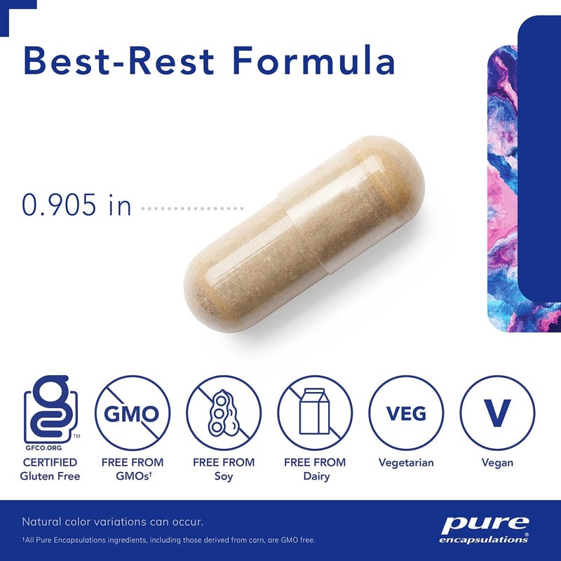Pure Encapsulations صيغة بيور إنكابسوليشنز بيست ريست تدعم النوم المريح للاسترخاء مكمل نوم مريح غير معدل وراثيًا نباتي 60 كبسولة - Image 3
