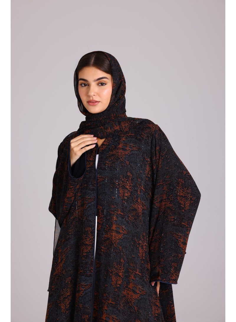 IKKXA Modern Blotch Prints Maxi Blue Abaya - Image 2