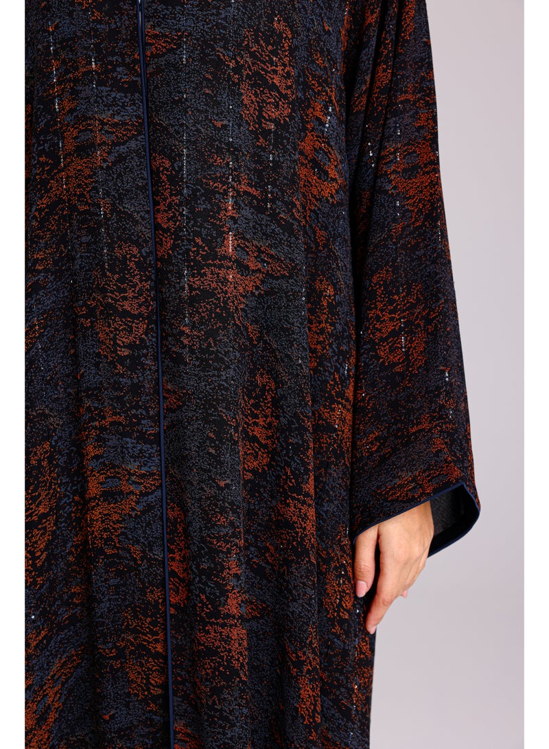 IKKXA Modern Blotch Prints Maxi Blue Abaya - Image 5