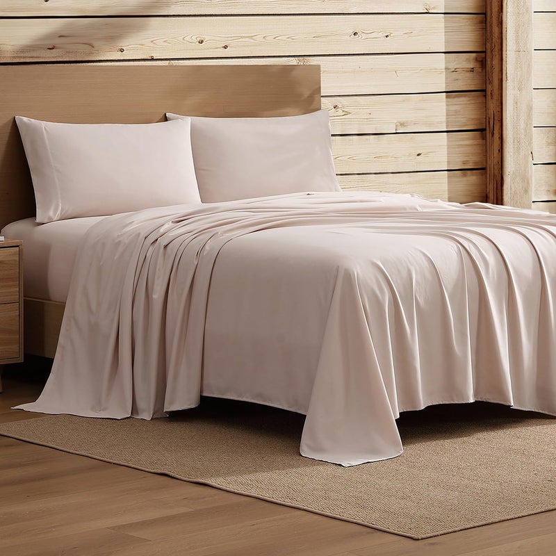 Coleman Twin XL Sheets Set â€“ Durable Home Bedding with Outdoor Heart, Stylish & Reliable for Bedroom or Cabin â€“ Premium Solid Color, Built for Comfort, Style & Occasional Outdoor Use, Beige - Image 1