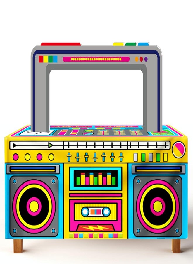 Gaiaring 6FT 90s Theme Party Decorations 80s 90s Table Cloth with A Radio Handle Decoration 80s Birthday Party Decoration Hip Hop Party Favors 72 x 30 Inch Retro Radio Table Cover - Image 1