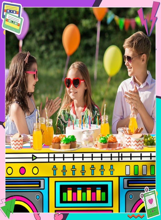 Gaiaring 6FT 90s Theme Party Decorations 80s 90s Table Cloth with A Radio Handle Decoration 80s Birthday Party Decoration Hip Hop Party Favors 72 x 30 Inch Retro Radio Table Cover - Image 4
