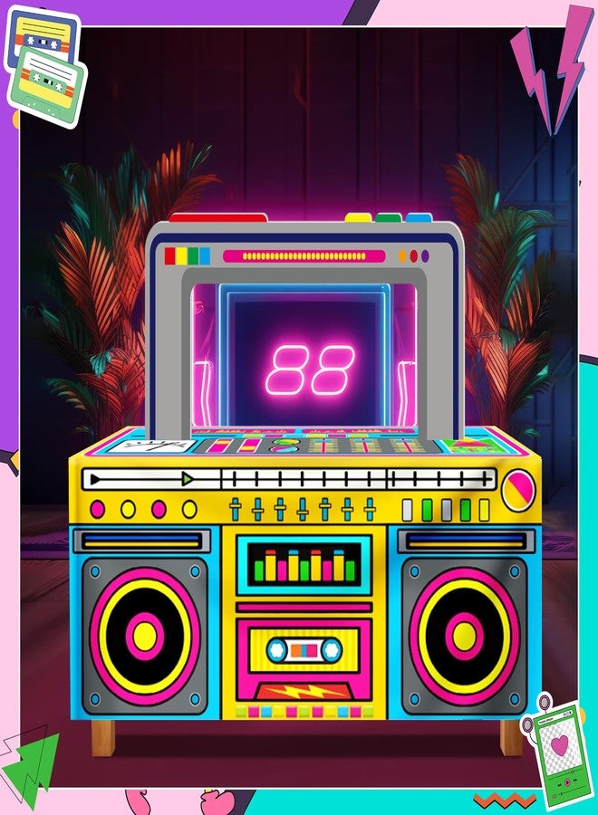 Gaiaring 6FT 90s Theme Party Decorations 80s 90s Table Cloth with A Radio Handle Decoration 80s Birthday Party Decoration Hip Hop Party Favors 72 x 30 Inch Retro Radio Table Cover - Image 5