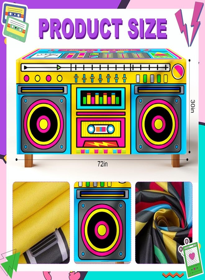 Gaiaring 6FT 90s Theme Party Decorations 80s 90s Table Cloth with A Radio Handle Decoration 80s Birthday Party Decoration Hip Hop Party Favors 72 x 30 Inch Retro Radio Table Cover - Image 2