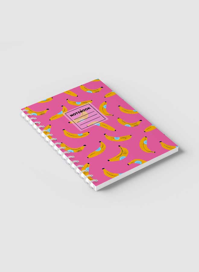 لوحة دفتر ملاحظات بسلك حلزوني للمدرسة أو تدوين ملاحظات العمل بتصميم غلاف يحتوي على 60 ورقة مع موز متعدد الألوان - Image 2