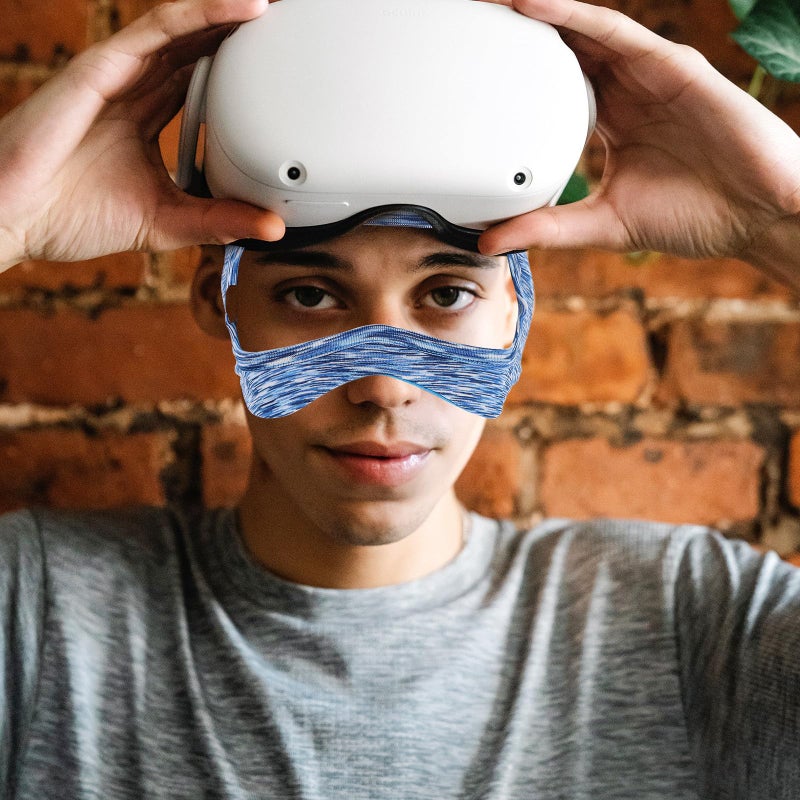 VR Headset Face Cover Blue Mesh Sweat Absorbent Quick Dry Gaming Accessory - Image 5