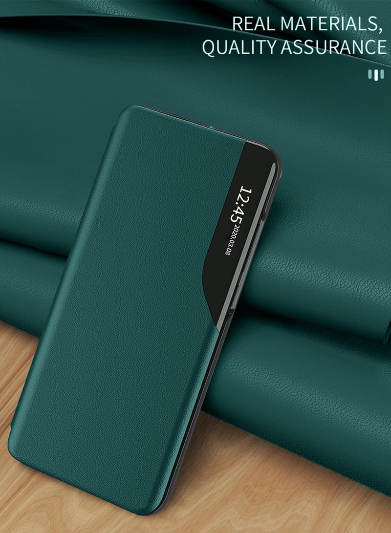 Wtech Smart Mirror Window Flip Phone Case Auto Sleep Wake Cover For Samsung Galaxy S24 5G 2024 Dark Green - Image 4