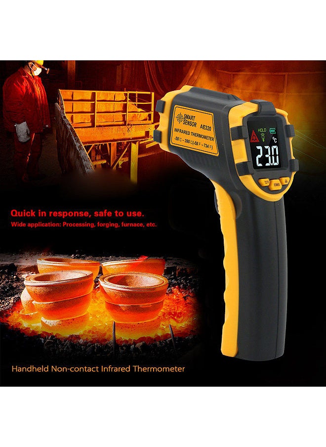 SMART SENSOR - -50～390℃ 12:1 Mini Portable Handheld Digital Non-contact IR Infrared Thermometer Temperature Tester Pyrometer Industrial Infrared Thermometer Color LCD Display Centigrade Fahrenheit (NOT - Image 1