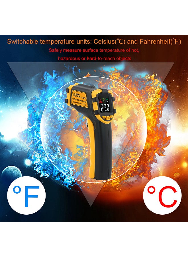 SMART SENSOR - -50～390℃ 12:1 Mini Portable Handheld Digital Non-contact IR Infrared Thermometer Temperature Tester Pyrometer Industrial Infrared Thermometer Color LCD Display Centigrade Fahrenheit (NOT - Image 1