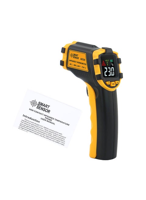 -50～390℃ 12:1 Mini Portable Handheld Digital Non-contact IR Infrared Thermometer Temperature Tester Pyrometer Industrial Infrared Thermometer Color LCD Display Centigrade Fahrenheit (NOT