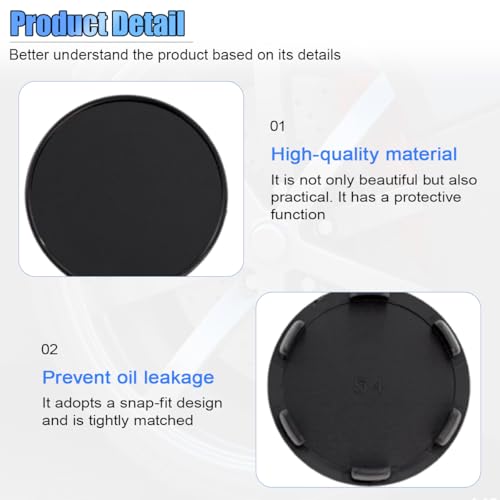 UHANBUT 4PCS Car Wheel Center Caps, ABS Snap-in Rim Center Hub Caps Cover Replacement with 54mm/2.13in Outer Diameter 47mm/1.85in Inner Diameter, Universal Wheel Hub Cap Accessories (Black) - Image 3