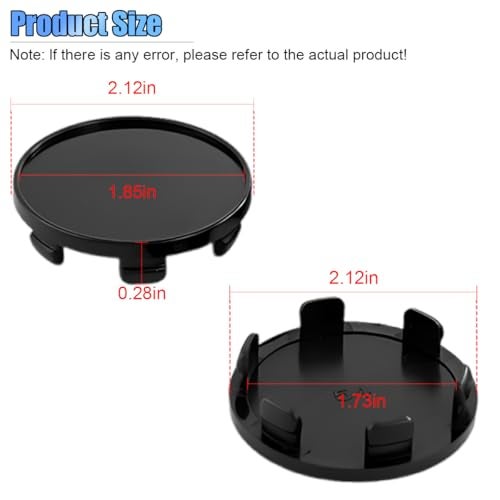 UHANBUT 4PCS Car Wheel Center Caps, ABS Snap-in Rim Center Hub Caps Cover Replacement with 54mm/2.13in Outer Diameter 47mm/1.85in Inner Diameter, Universal Wheel Hub Cap Accessories (Black) - Image 2